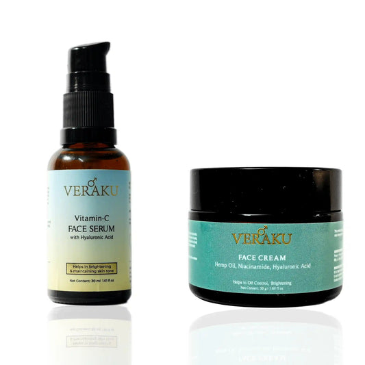 Vitamin-C Face Serum | Skin Brightening Face Cream | COMBO PACK | For Men - Veraku