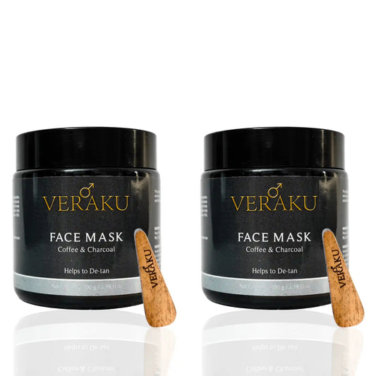 Coffee & Charcoal Face Mask (Pack of 2) | COMBO PACK | For Men - Veraku