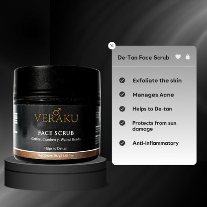 Coffee Face Scrub | Charcoal Face Mask | Skin Brightening Face Cream | COMBO PACK | For Men - Veraku