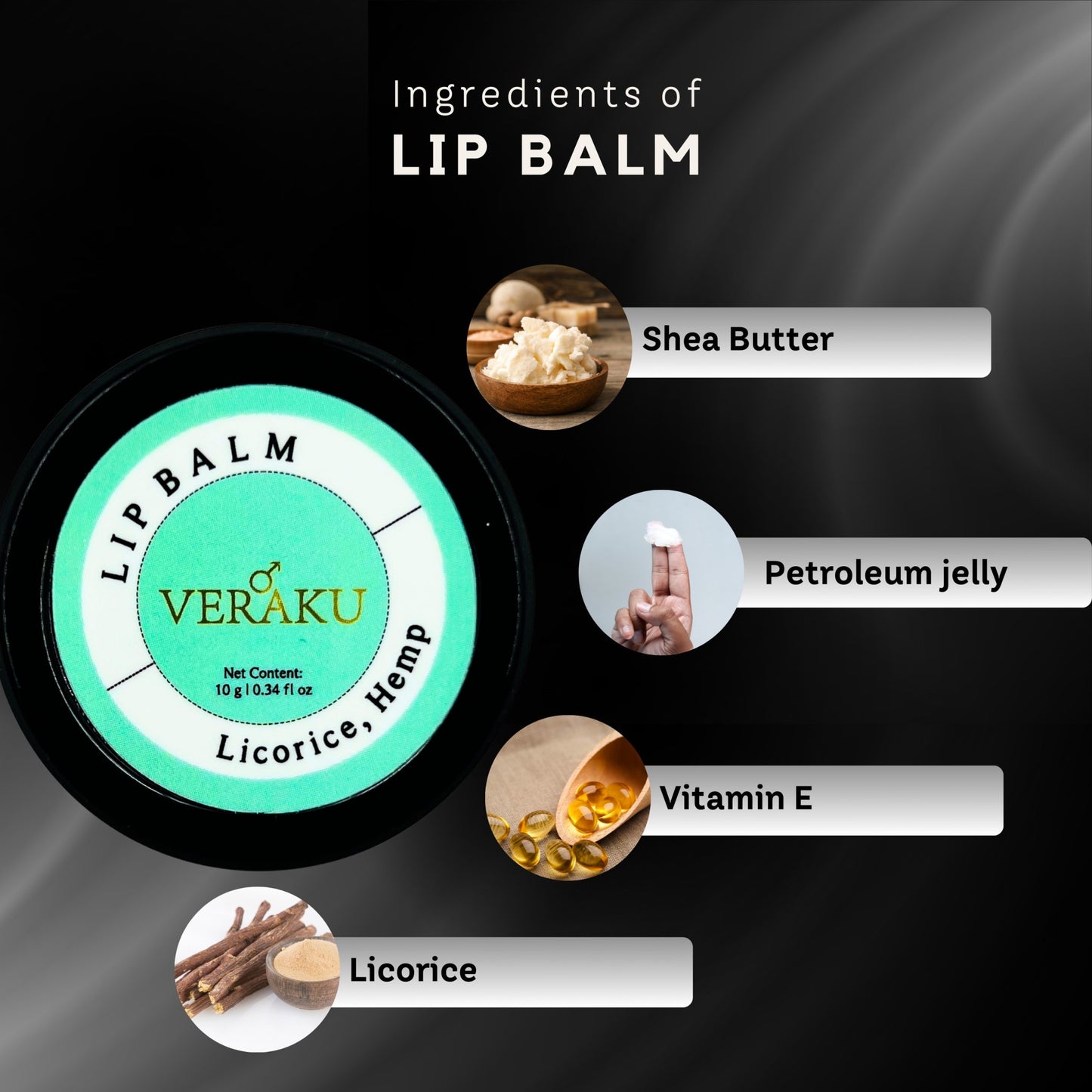 Lip Balm | for Dry & Chapped Lips | with Licorice & Hemp (10GM) - Veraku