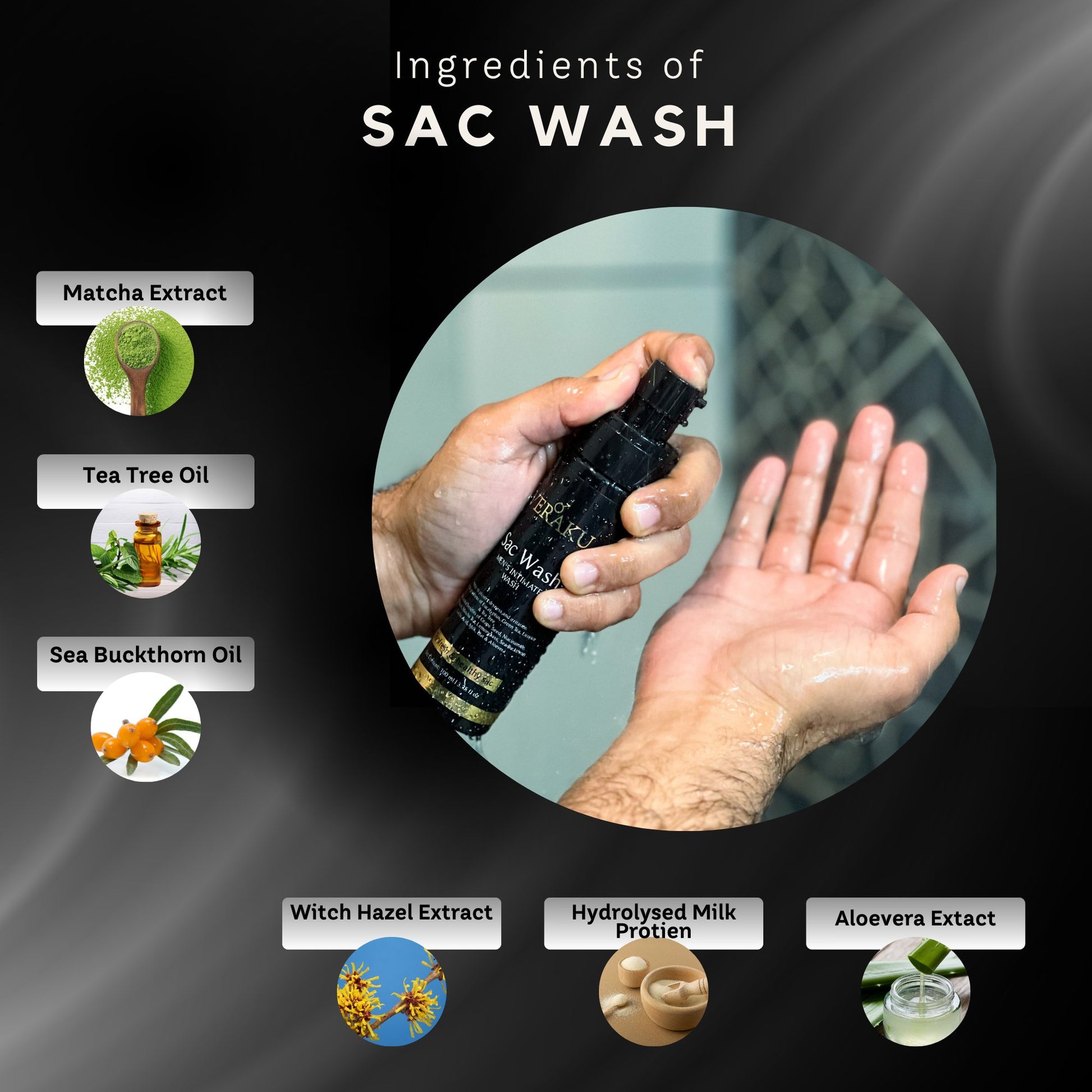 Sac Wash | Men's Intimate Wash | pH Balanced | Fresh & Dry Sac (100 ml) - Veraku